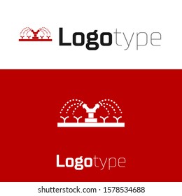 Red Automatic irrigation sprinklers icon isolated on white background. Watering equipment. Garden element. Spray gun icon. Logo design template element. Vector Illustration