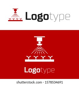 Red Automatic irrigation sprinklers icon isolated on white background. Watering equipment. Garden element. Spray gun icon. Logo design template element. Vector Illustration