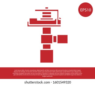 Red Automatic irrigation sprinklers icon isolated on white background. Watering equipment. Garden element. Spray gun icon.  Vector Illustration