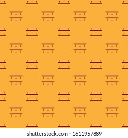 Red Automatic irrigation sprinklers icon isolated seamless pattern on brown background. Watering equipment. Garden element. Spray gun icon.  Vector Illustration