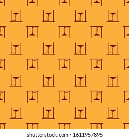 Red Automatic irrigation sprinklers icon isolated seamless pattern on brown background. Watering equipment. Garden element. Spray gun icon.  Vector Illustration