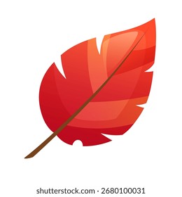 Rotes Espenblatt im Herbst, einzeln auf weißem Hintergrund. Blattfall, Herbststimmung, Natur. Vektorgrafik, Clipart.