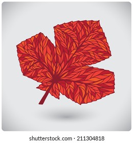 Red autumn graphic drawing of leaf