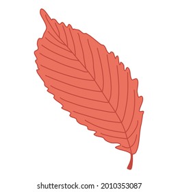 Hoja roja de otoño. Ilustración vectorial dibujada a mano con contorno de color aislado en fondo blanco.	