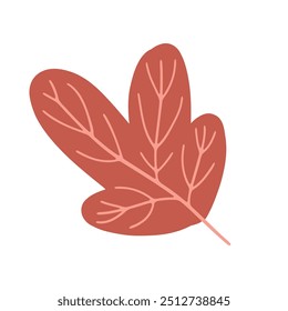 Red autumn leaf with intricate details. Perfect for articles on nature, fall foliage, and botanical designs, or for seasonal autumn content.