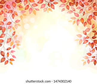 Red Autumn Leaves Frame Background