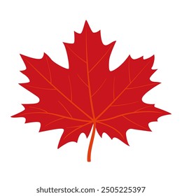 Red Autumn maple leaf. Hand drawn trendy flat style isolated. autumn leaf, golden season. Vector illustration