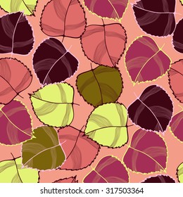 Red autumn on bright pattern