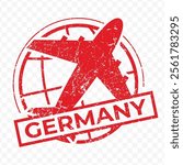 Red aviation stamp of the country of German. Vector illustration with grunge effect on transparent background (PNG).