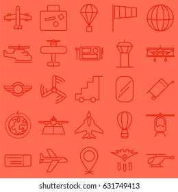 Red Aviation Vector Icon Set