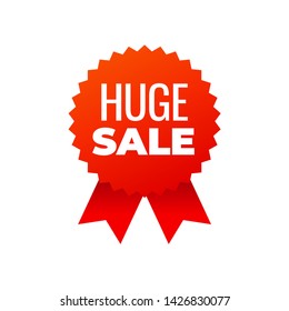 Red award medals symbol on white background, huge sale - Vector Illustration
