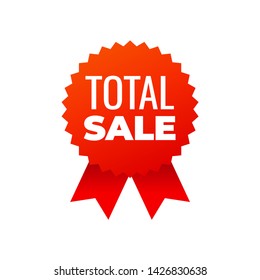Red award medals symbol on white background, total sale - Vector Illustration