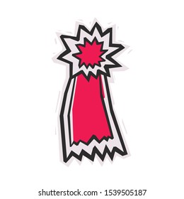 Red award ribbons badge on white background. Rectangular street art style.