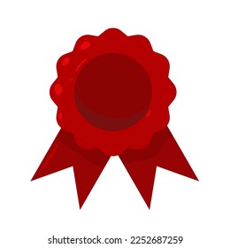 
red award with ribbons - vector icon