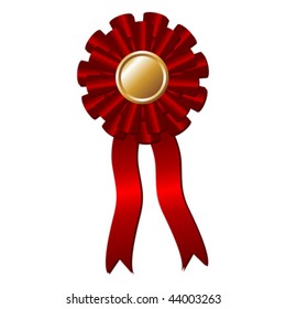 Red award rosette isolated over white background