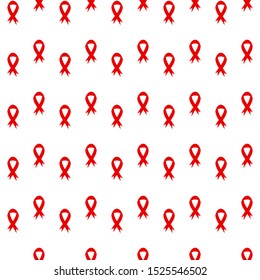 Red Awareness Ribbon seamless pattern to World AIDS Day - 1st December. Vector HIV medical symbol isolated on white background. 