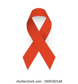 Red Awareness Ribbon. Symbol Of AIDS, Prader Willi Syndrome Awareness. International Day Of Persons With Disabilities. World Aids Day. Isolated Vector Illustration On White Background