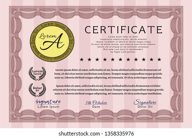 Red Awesome Certificate template. With background. Customizable, Easy to edit and change colors. Beauty design. 