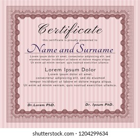 Red Awesome Certificate template. With complex linear background. Good design. Customizable, Easy to edit and change colors. 