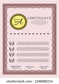 Red Awesome Certificate template. Complex background. Lovely design. Detailed. 