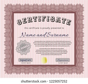 Red Awesome Certificate template. Cordial design. Detailed. With quality background. 