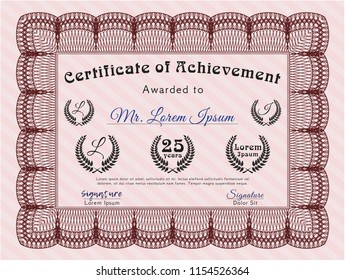 Red Awesome Certificate template. Customizable, Easy to edit and change colors. With great quality guilloche pattern. Retro design. 