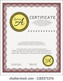 Red Awesome Certificate template. Customizable, Easy to edit and change colors. With background. Money Pattern. 