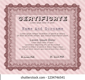 Red Awesome Certificate template. Customizable, Easy to edit and change colors. With complex background. Beauty design. 