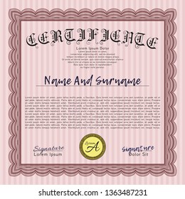 Red Awesome Certificate template. Customizable, Easy to edit and change colors. With linear background. Superior design. 
