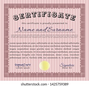 Red Awesome Certificate template. Customizable, Easy to edit and change colors. With background. Excellent design. 