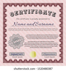 Red Awesome Certificate template. Customizable, Easy to edit and change colors. With linear background. Money design. 