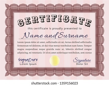 Red Awesome Certificate template. Detailed. Easy to print. Modern design. 