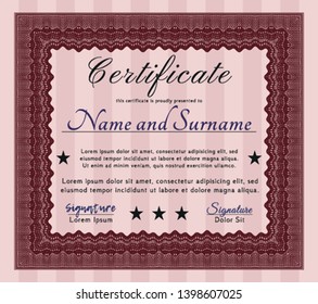 Red Awesome Certificate template. Detailed. Printer friendly. Money style design. 