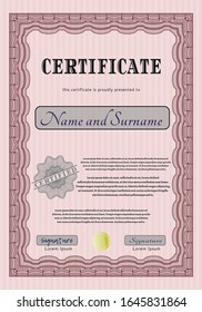 Red Awesome Certificate template. Detailed. Easy to print. Good design. 