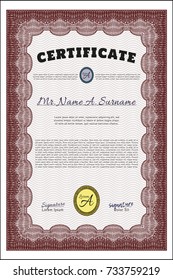 Red Awesome Certificate template. Detailed. Printer friendly. Beauty design. 
