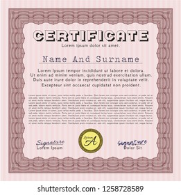 Red Awesome Certificate template. Easy to print. Vector illustration. Money Pattern design. 