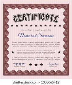 Red Awesome Certificate template. Easy to print. Vector illustration. Money design. 