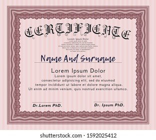Red Awesome Certificate template. Easy to print. Excellent design. Customizable, Easy to edit and change colors. 