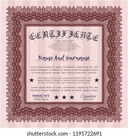 Red Awesome Certificate template. Elegant design. Detailed. With guilloche pattern. 