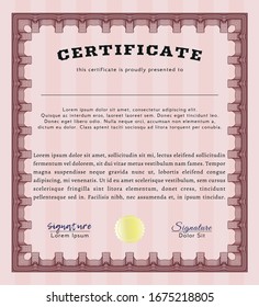 Plantilla de certificado rojo alucinante. Excelente diseño. Con fondo. Ilustración vectorial. 