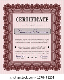 Red Awesome Certificate template. With great quality guilloche pattern. Perfect design. Customizable, Easy to edit and change colors. 