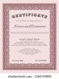 Red Awesome Certificate template. With linear background. Customizable, Easy to edit and change colors. Cordial design. 