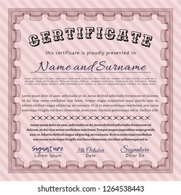 Red Awesome Certificate template. Modern design. Complex background. Vector illustration. 