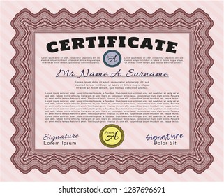 Red Awesome Certificate template. Nice design. Customizable, Easy to edit and change colors. Easy to print. 