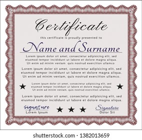 Red Awesome Certificate template. Nice design. With complex linear background. Customizable, Easy to edit and change colors. 