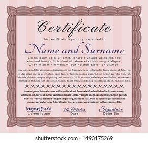 Red Awesome Certificate template. Nice design. Detailed. With quality background. 