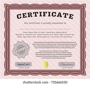 Red Awesome Certificate template. Perfect design. Easy to print. Detailed. 