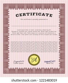 Red Awesome Certificate template. Printer friendly. Beauty design. Customizable, Easy to edit and change colors. 