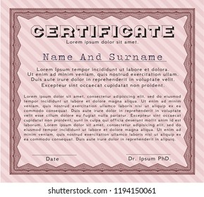 Red Awesome Certificate template. With quality background. Nice design. Detailed. 