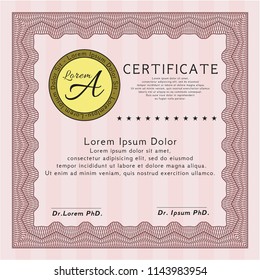 Red Awesome Certificate template. Retro design. With linear background. Customizable, Easy to edit and change colors. 